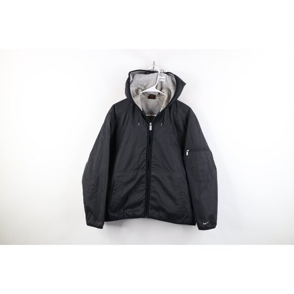Vtg 90s Nike Womens Medium Travis Scott Mini Swoosh Fleece Lined Hooded Jacket - Picture 1 of 16